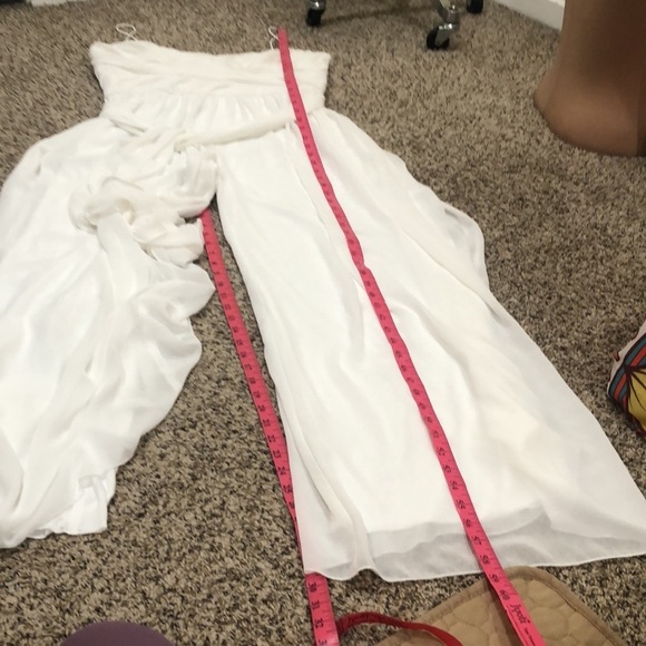 IEENA By Mac Duggal Flowy Faux Wrap Jumpsuit Size Large White Wide Leg - Picture 10 of 10